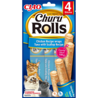 Churu Rolls 4x10g kissan herkkutikut kanan, tonnikalan ja simpukan makuisena