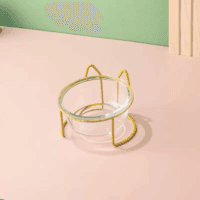 Jalustalla korotettu lasinen ruokakulho kissalle