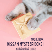 Yugie Box kissan ja omistajan yhteinen yllätyksellinen lahjaboksi